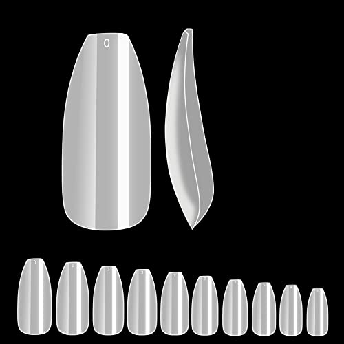100Pcs Clear Ballerina Coffin Fake Nails - Full Cover Acrylic Nail Tips for Professional Manicure & DIY Nail Art - Perfect for Salon, Home Use & Special Occasions