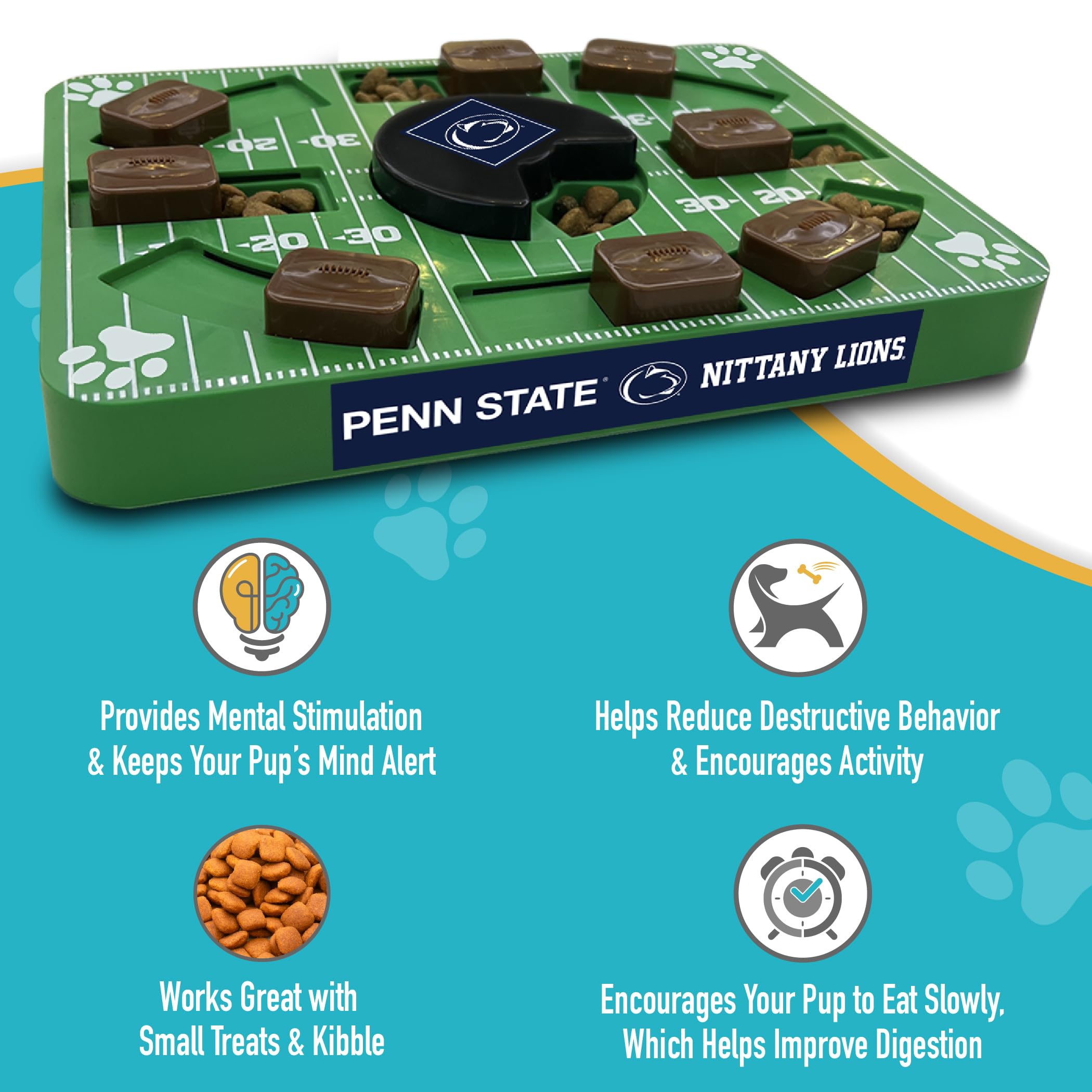 Pets First NCAA Penn State Nittany Lions Interactive Puzzle Dog Toy - Treat Dispensing Slow Feeder for Mental Stimulation - Perfect for Boredom Relief & Training (Great for Labs, Retrievers & Smart Breeds)