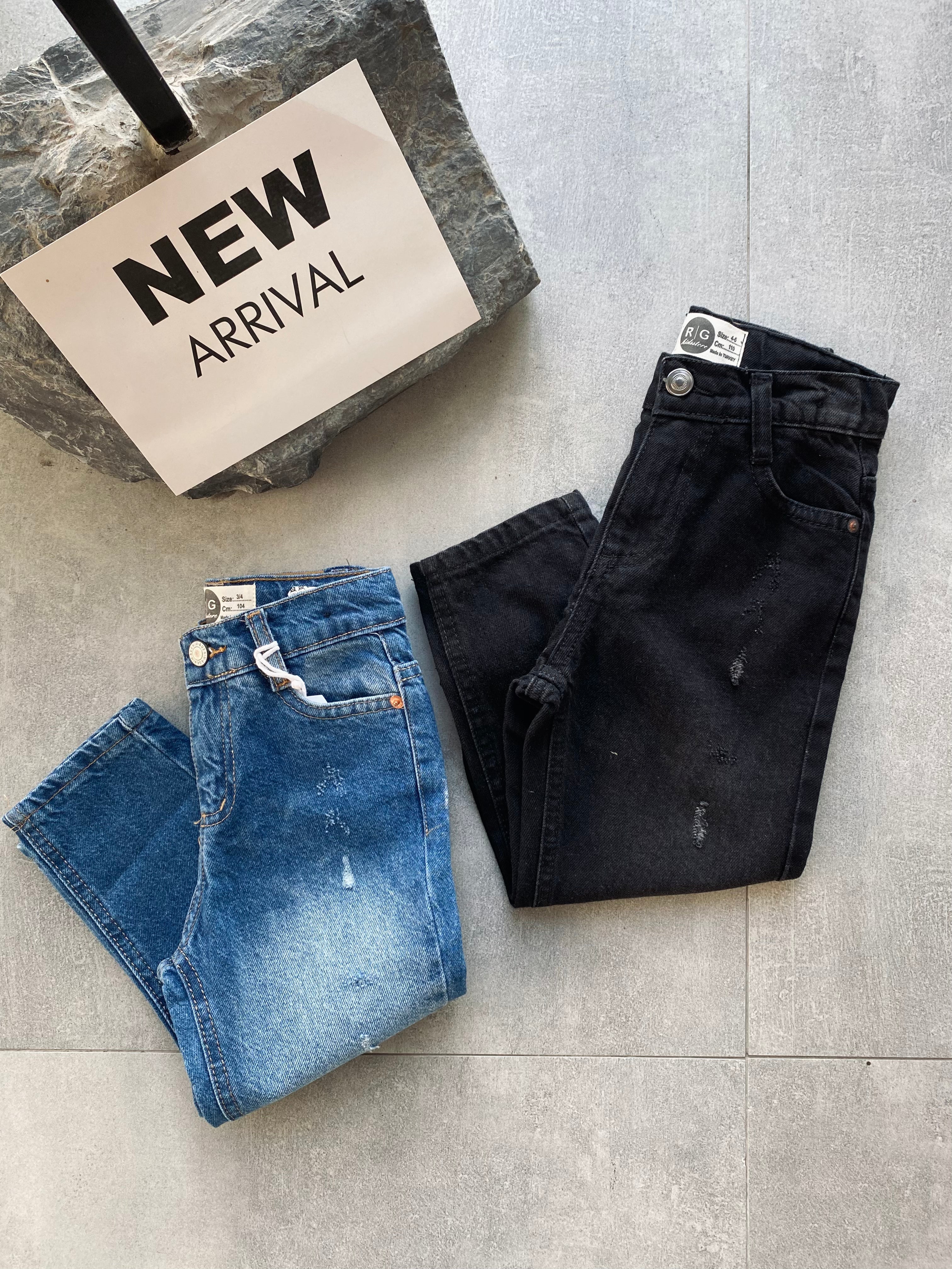 Kids Unisex Mom Jeans - High Waist Stretch Denim Pants for Boys & Girls - Trendy Vintage Style for School, Play & Everyday Wear