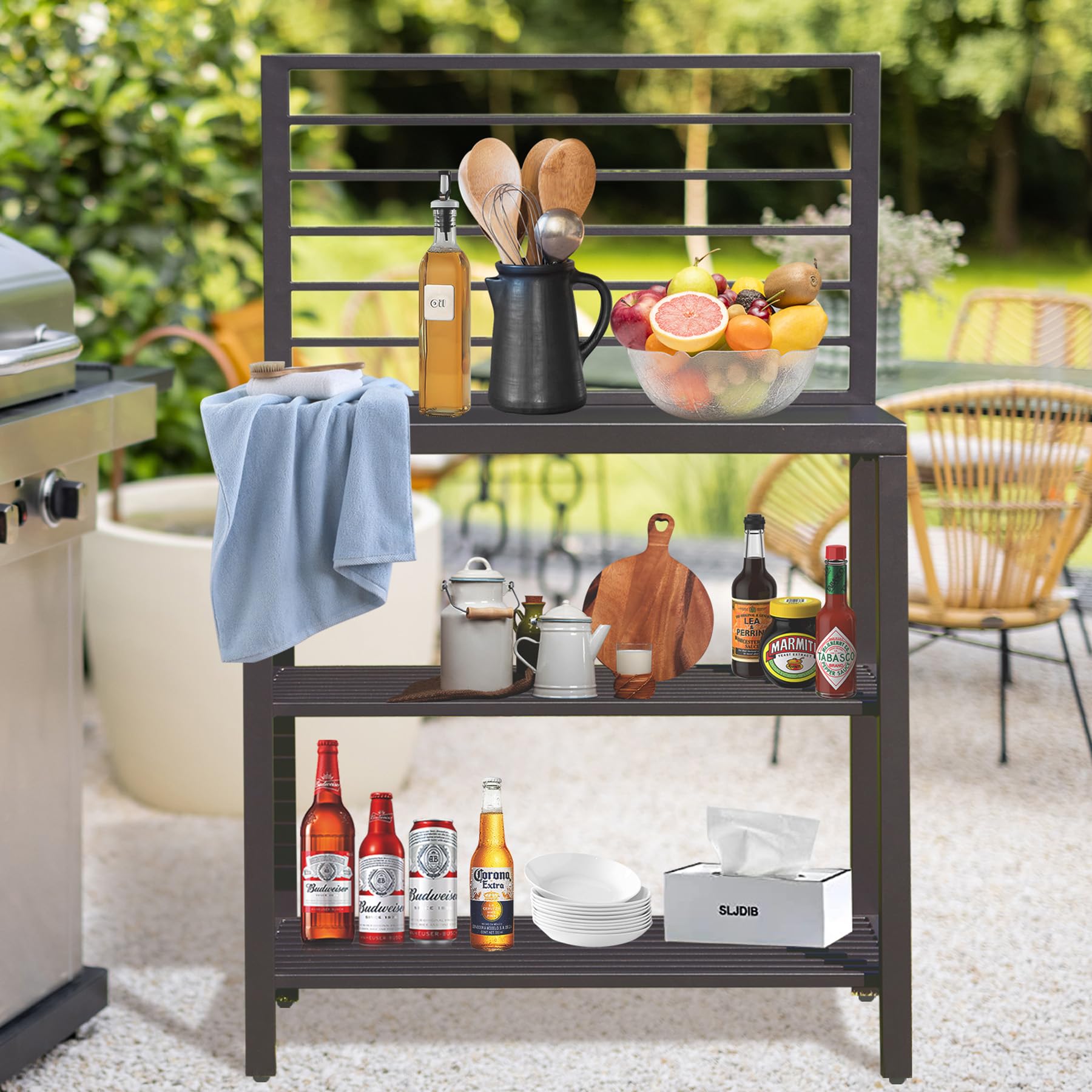 Premium Aluminum Outdoor Kitchen Island with Storage - Freestanding Food Prep Table & Bar Center for Indoor/Outdoor Use - Ideal for BBQ, Entertaining & Patio Dining