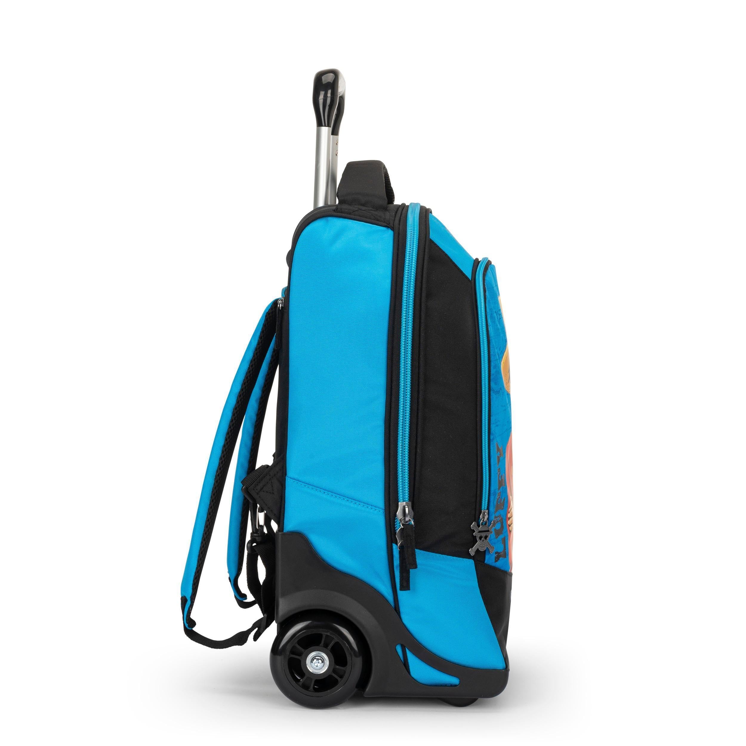 Official ONE PIECE School & Office Trolley Backpack - Adjustable Handle, Detachable Wheels, Padded & Adjustable Shoulder Straps, Large Main Compartment, Front Pocket, Zipper Closures, 36x47x23cm - Perfect for School, Travel & Work Commutes
