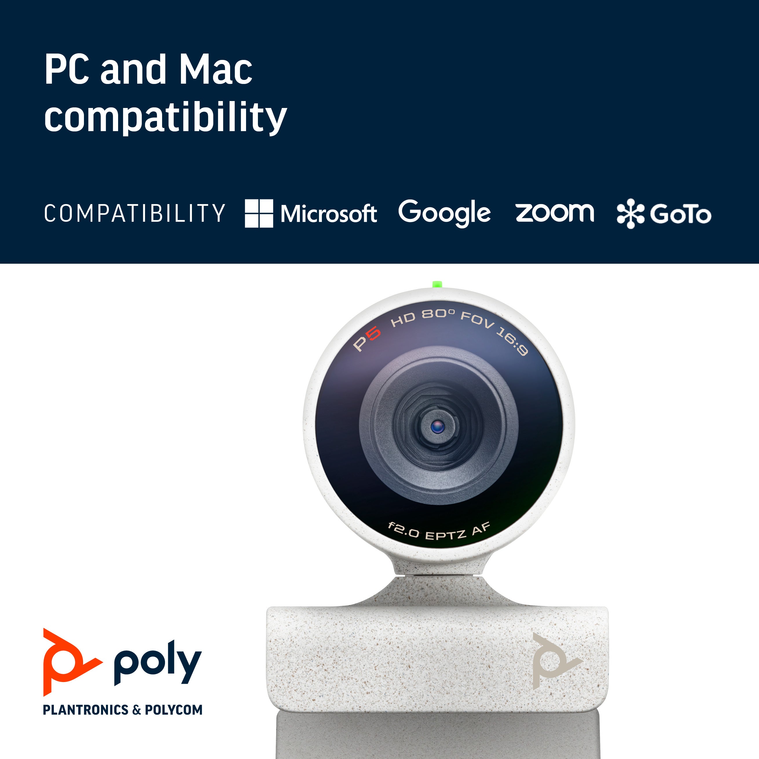Poly Studio P5 HD Webcam Kit with Blackwire 3210 USB A Mono Headset Bundle - Perfect for Video Conferencing, Remote Work & Online Meetings