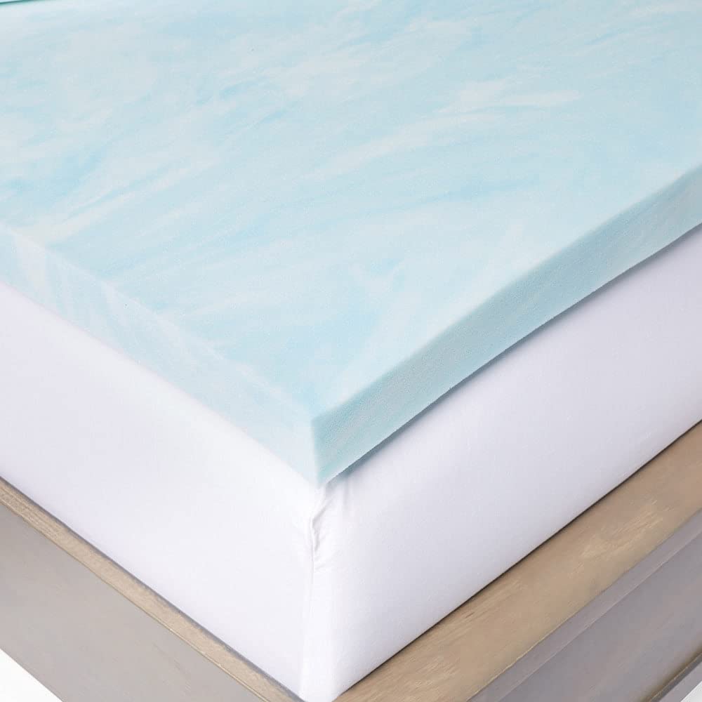 Slumber Solutions Gel 2-inch Memory Foam & 1.5-inch Fiber Mattress Topper Queen Size | Cooling Comfort for Hot Sleepers | Perfect for Back Pain Relief & Pressure Point Support