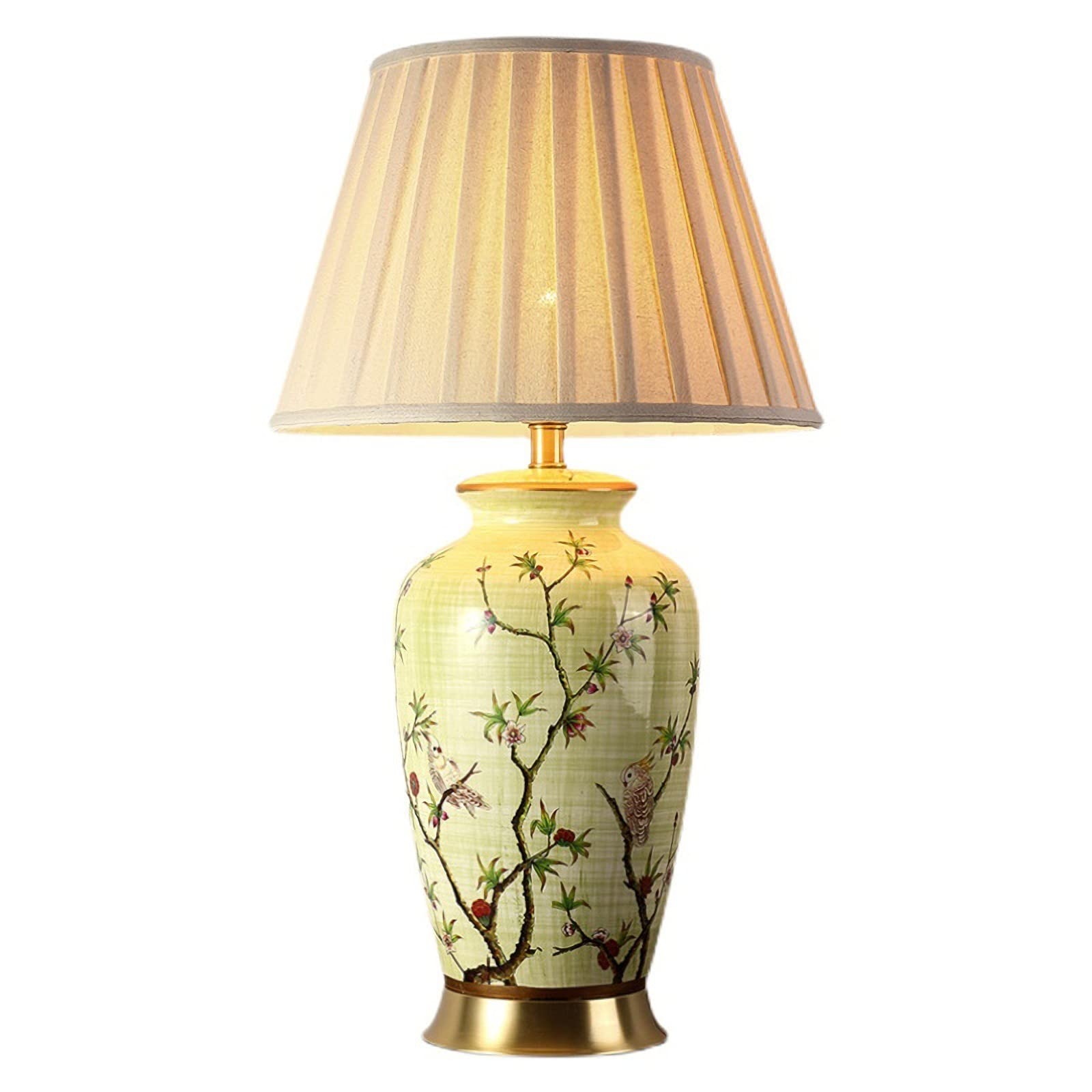 Vintage American Flower and Bird Ceramic Table Lamp - 27