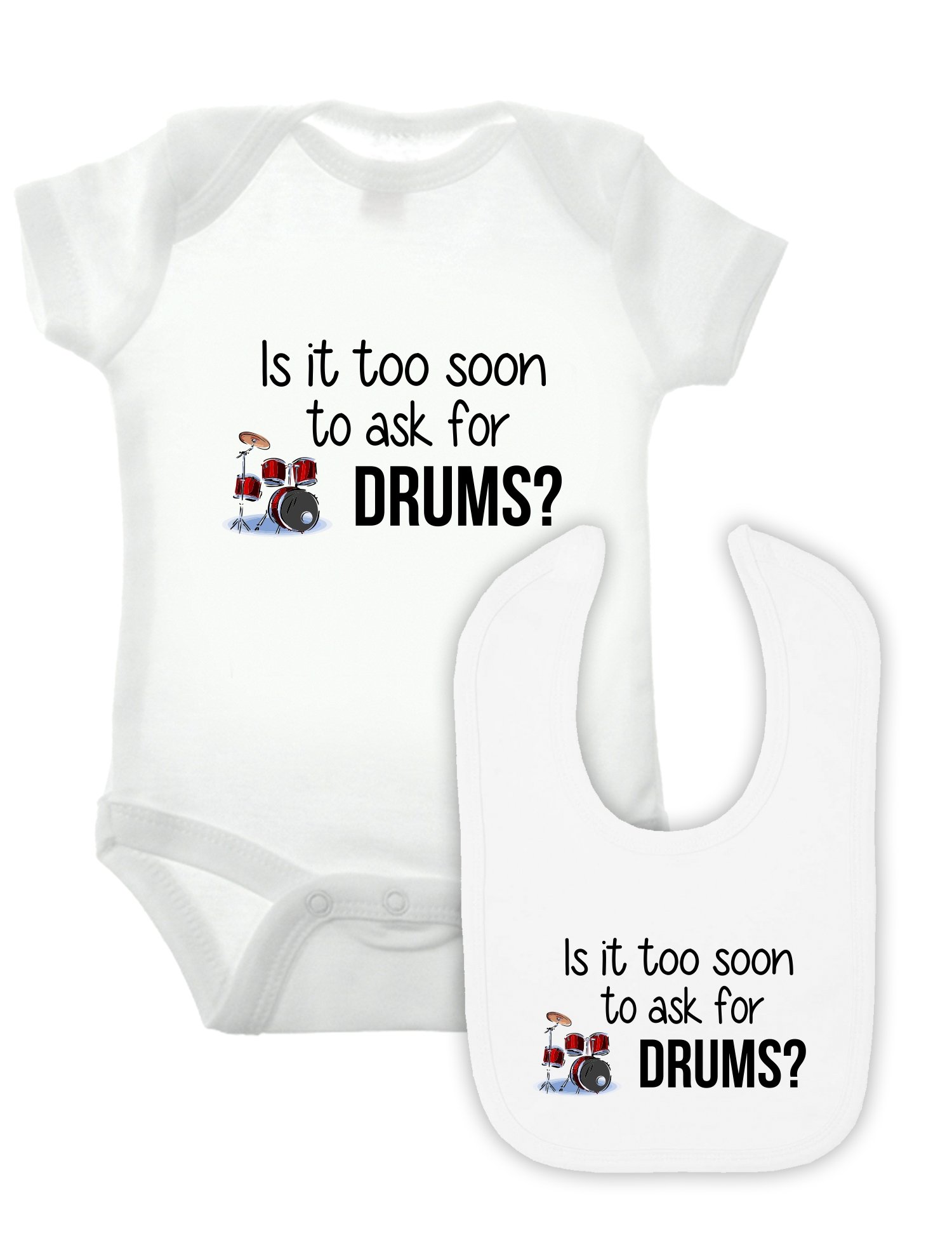 Bullshirt Drums Baby Bodysuit and Bib Set - 2-Pack for Newborns & Infants | Perfect for Playtime, Photo Shoots & Everyday Comfort
