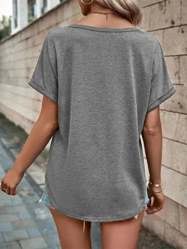 Women's Knitted Casual V-Neck Top - Soft Comfortable Pullover Sweater for Everyday Wear, Office & Outings