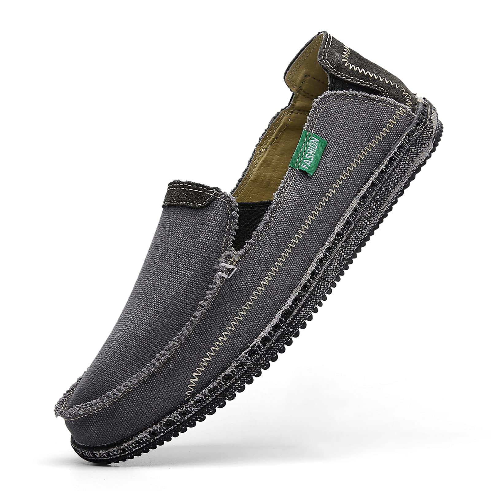 JAMONWU Men's Slip-On Canvas Loafers - Breathable Casual Boat Shoes for Men - Vintage Style Deck Shoes - Perfect for Walking, Travel & Summer Outfits