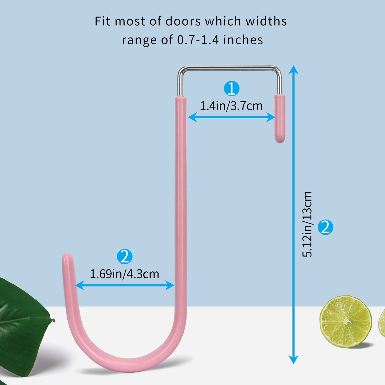 FYY Over The Door Hooks 4 Pack - Heavy Duty Door Hangers with Rubber Pads to Prevent Scratches - Space Saving Organizer for Clothes, Towels, Hats, Coats & Bags - Perfect for Bedroom, Bathroom & Living Room (Pink) - Ideal for Small Space Organization & Home Decor