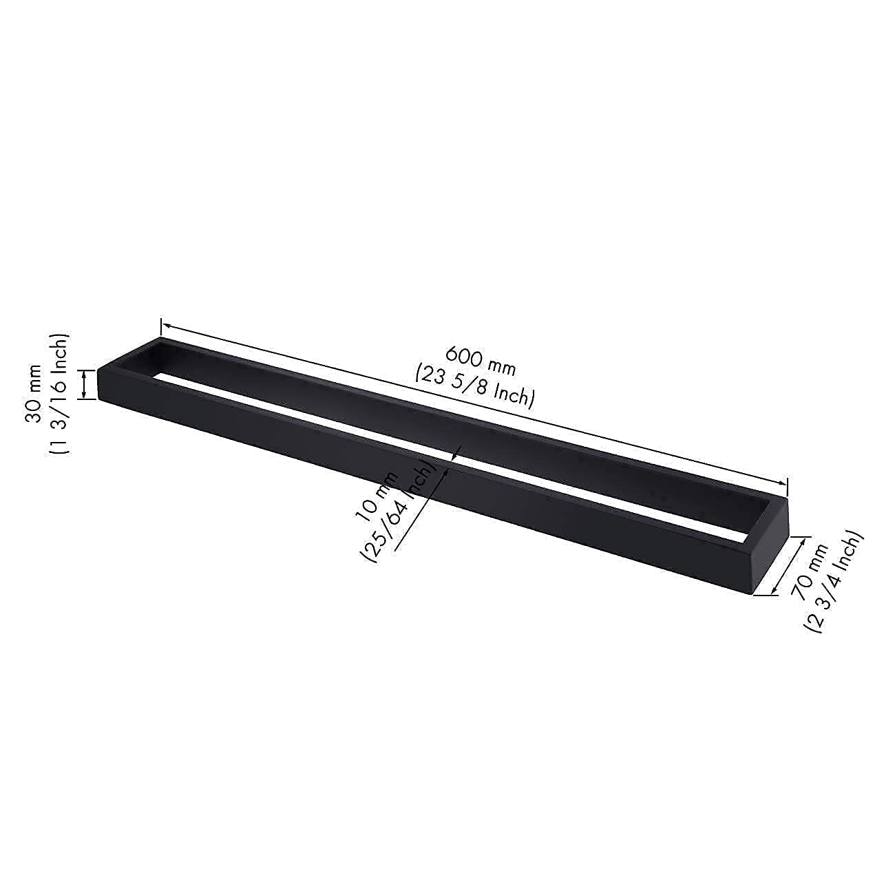 24-Inch Matte Black Stainless Steel Towel Bar & Ring Set - A23000S60-BK+A23080-BK - Modern Bathroom Towel Holder for Hand & Bath Towels - Perfect for Home, Hotel & Spa Decor