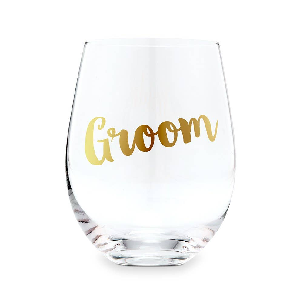 Elegant Stemless Wine Glasses for Wedding Toasts - Perfect Gift for Groom & Bridal Party - Ideal for Wedding Receptions, Anniversary Celebrations & Romantic Dinners