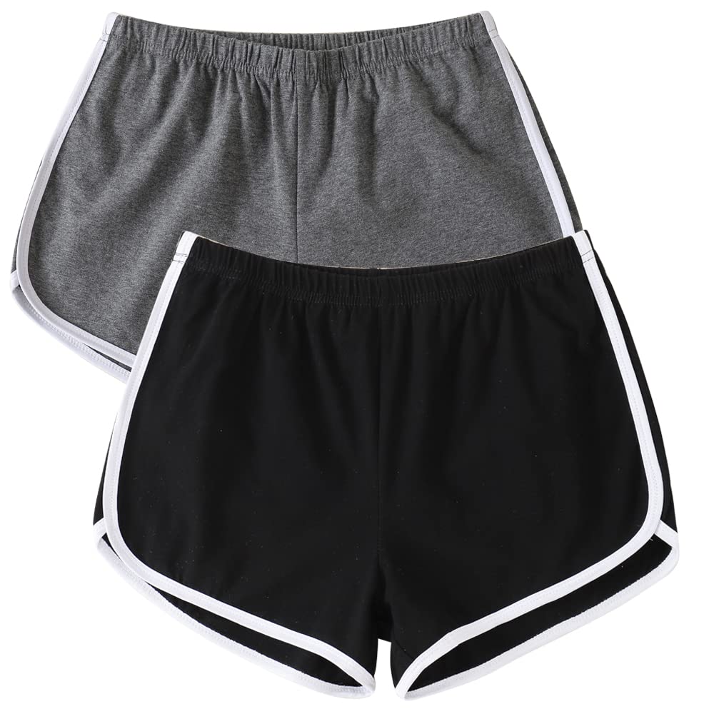 Anna & Eric 2 Pack Women's Yoga Shorts - Summer Running Athletic Shorts for Gym, Workout & Dance - High Waist Elastic Stretchy Shorts - Perfect for Yoga, Pilates, HIIT & Lounge Wear