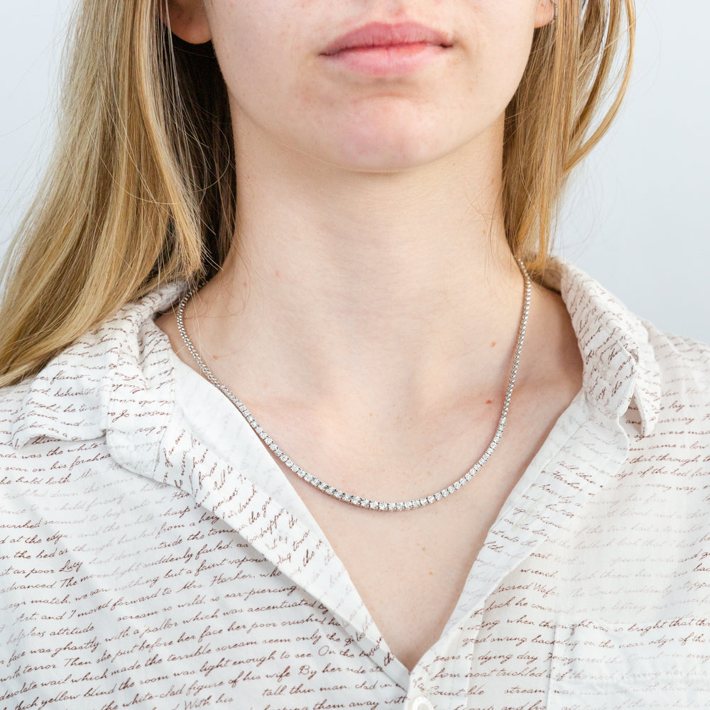 1/2 Carat Lab Grown Diamond Tennis Necklace - 45cm Sterling Silver Jewelry for Women - Perfect for Weddings, Anniversaries & Special Occasions