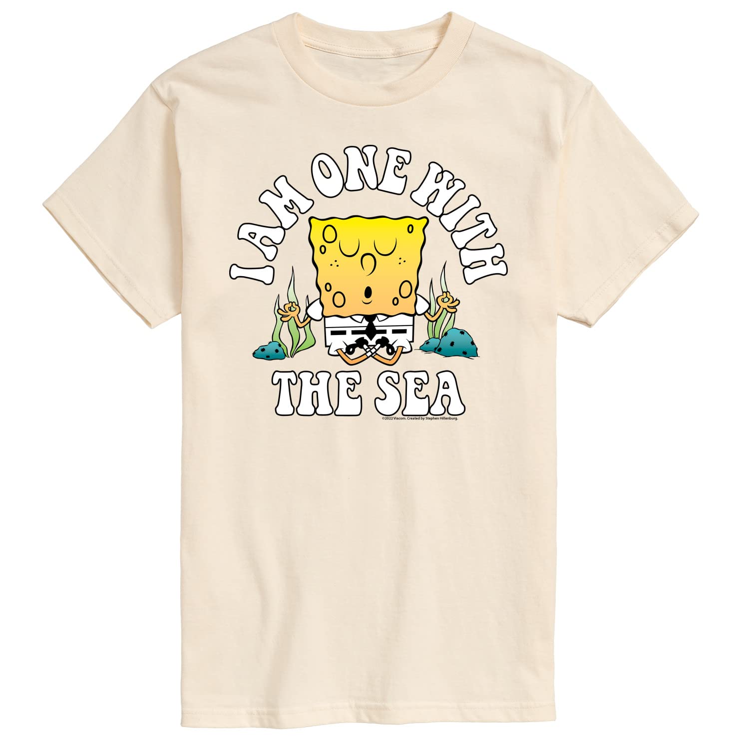 HYBRID APPAREL Spongebob Squarepants 'I'm One with The Sea' Men's Graphic T-Shirt - Soft Cotton Short Sleeve Tee for Casual Wear, Beach Outings & Anime Fan Gifts