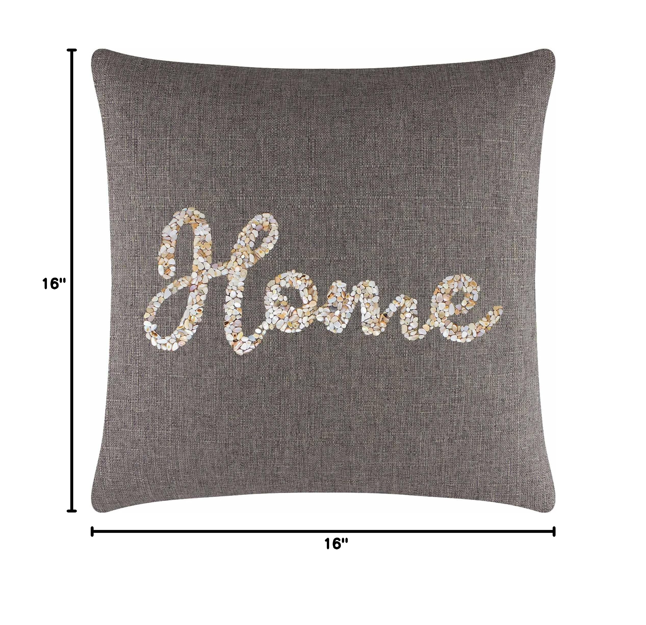 Shell Home Pillow with Nautical Washable Cover - 16x16 Brown Decorative Throw Pillow for Coastal Living Room, Beach House & Nautical Bedroom Decor
