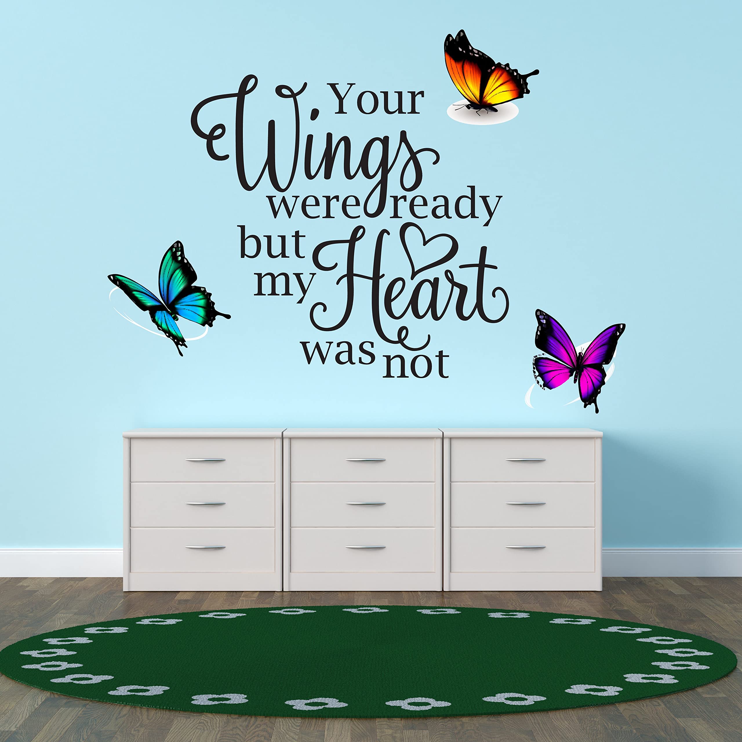 Butterfly Wall Decals for Kids Room - Inspirational Quotes & Sayings Stickers, DIY Creative Nursery Decor for Boys & Girls (20x14 Inches) - Perfect for Bedroom, Playroom & Classroom Decorations