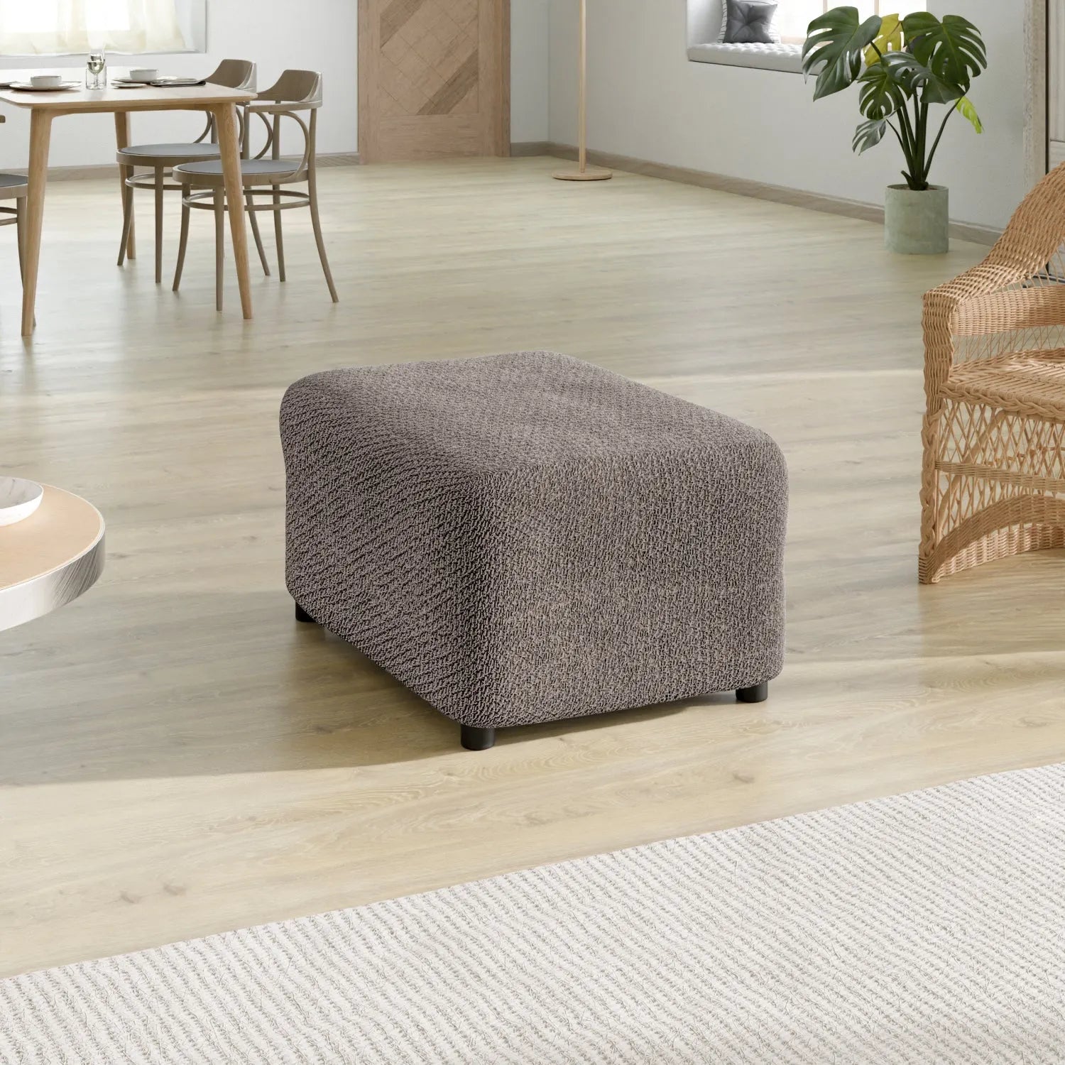 Velvet Ottoman Slipcover Medium Size - Soft & Durable Furniture Cover for Living Room, Bedroom, or Office Decor
