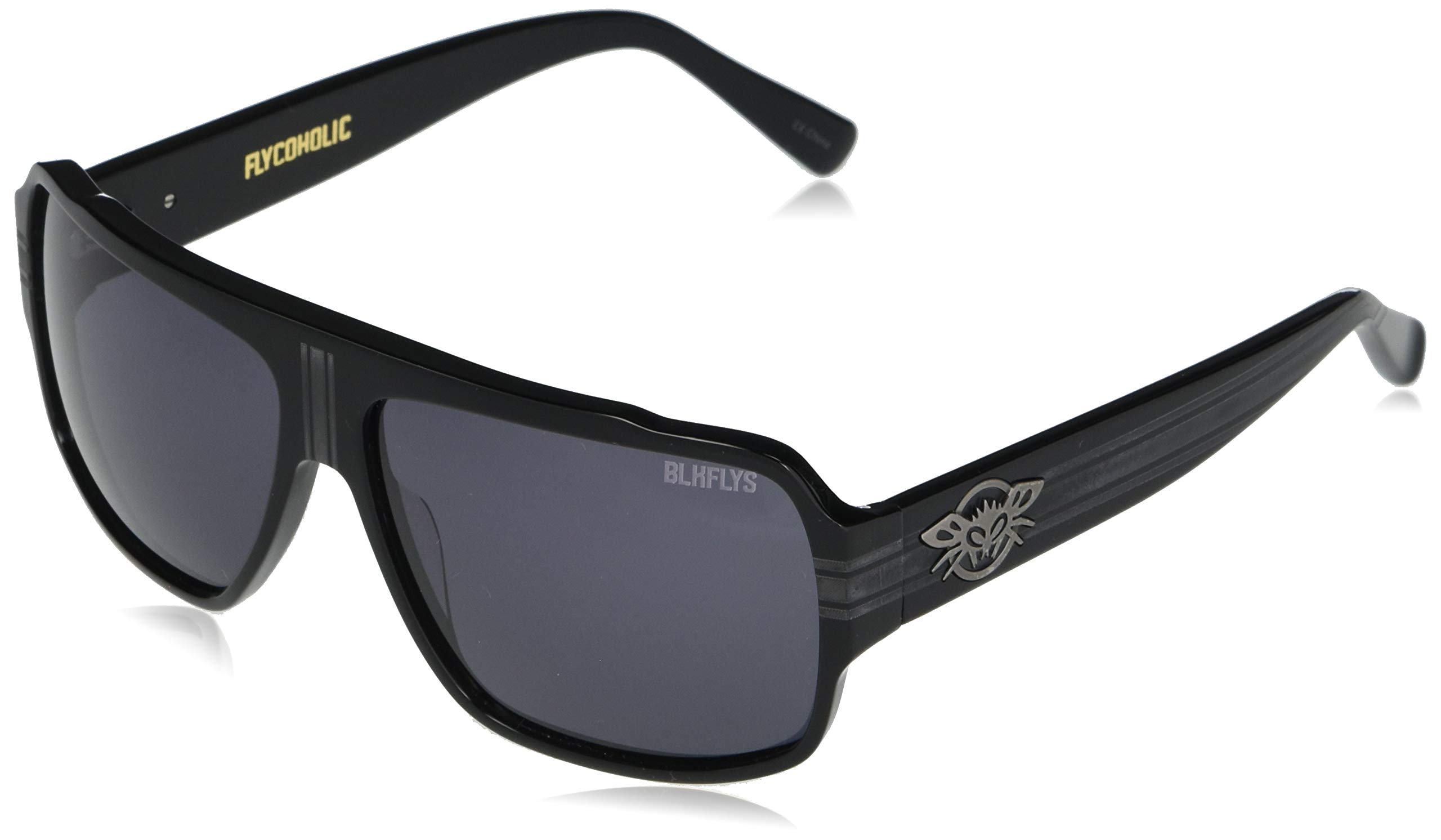 Black Flys Unisex Adult Sunglasses - Shiny Black Frame, UV Protection, 62mm Lens | Perfect for Outdoor Activities, Driving, and Fashion Accessories