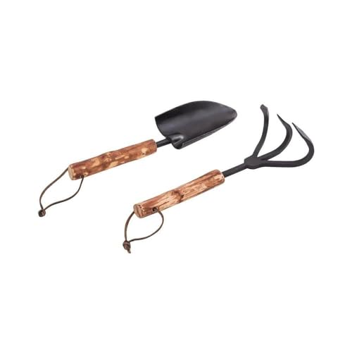 Elk Home 564710 Folkestone - 12 Inch Garden Tools Set of 2 for Planting, Weeding & Landscaping - Durable Steel Shovel & Rake for Outdoor Gardening