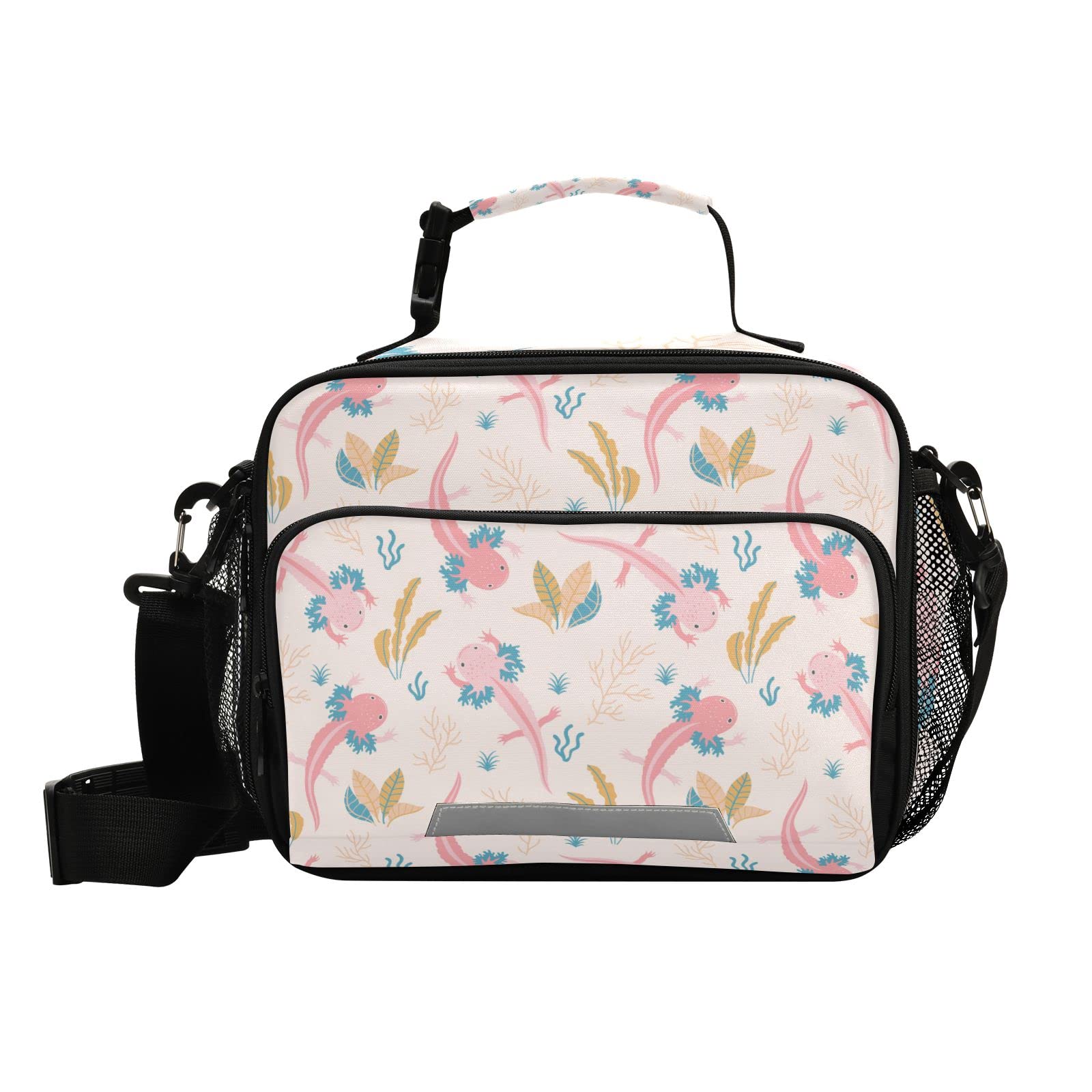 Reusable Axolotl Sea Weed Lunch Bag - Lightweight Insulated Cooler Tote for Men & Women with Adjustable Shoulder Strap | Perfect for Work, School, Picnics & Beach Outings