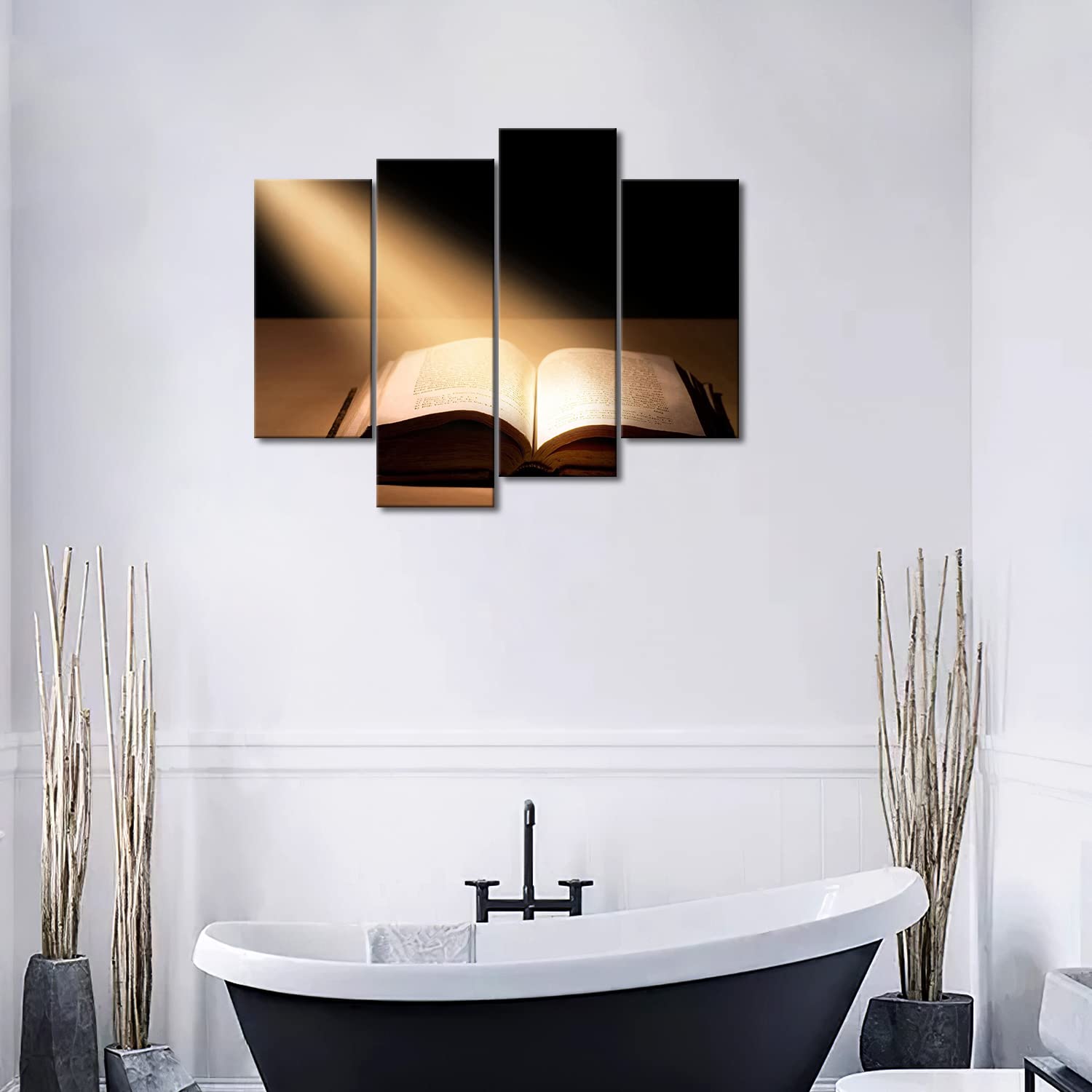 Religious Wall Art - Holy Bible & Jesus Canvas Painting for Christian Home Decor - Inspirational Scripture Print on Canvas - Perfect Gift for Faithful Believers & Church Goers - Ideal for Living Room, Bedroom & Prayer Space