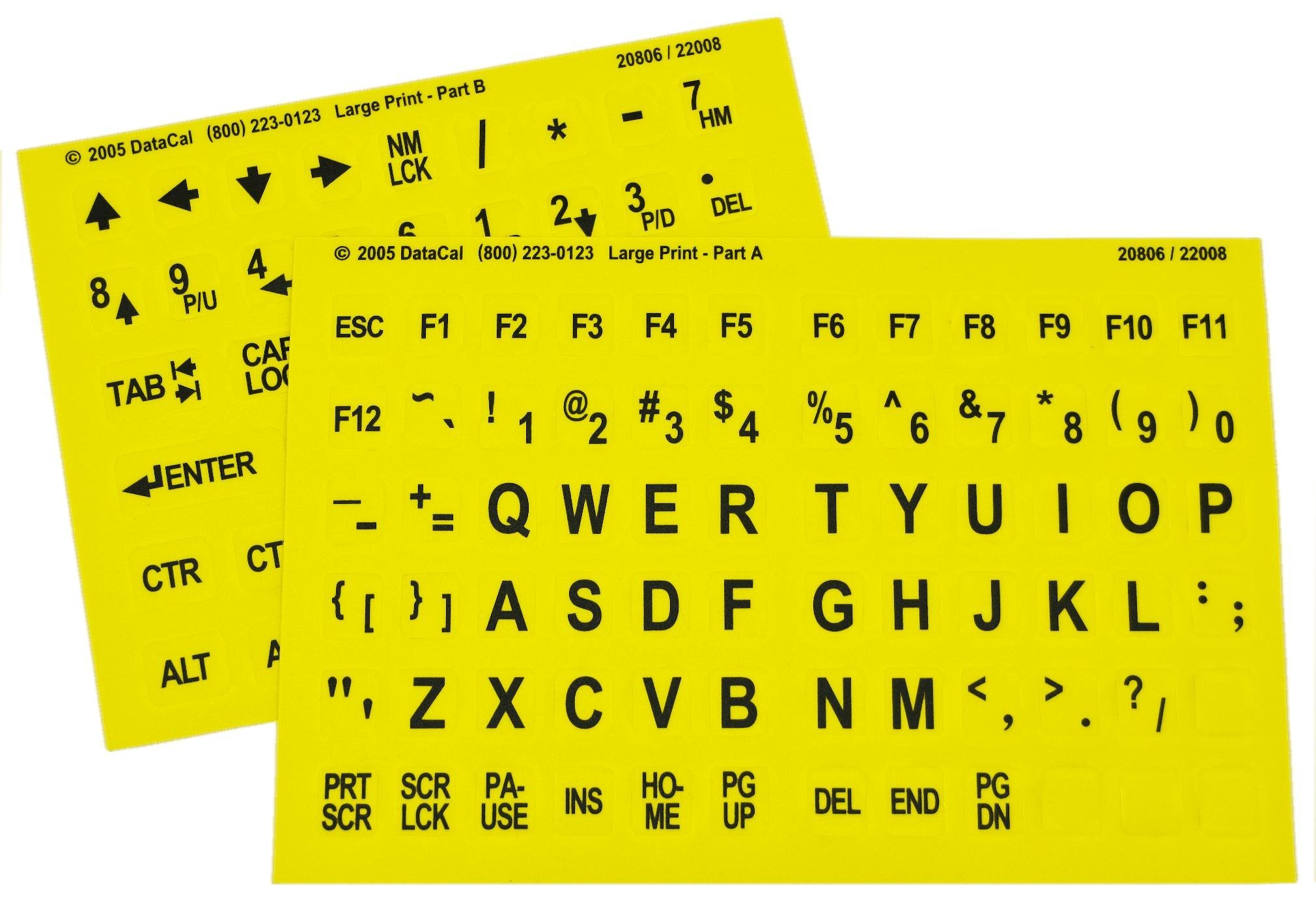 Large Print Keyboard Stickers - High Contrast Black on Yellow Labels for Visually Impaired & Low Vision Users - Non-Transparent Oversized Key Caps for Easy Typing - Perfect for Seniors and Computer Beginners (Home/Office Use)