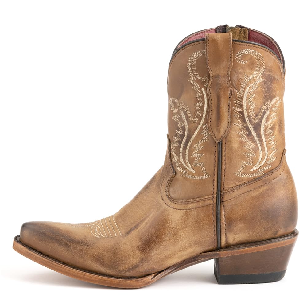 Italia Men's Santa Fe Square Toe Casual Boots - Mid Calf Western Cowboy Boots for Men, Brown Leather Comfortable Work Boots | Perfect for Riding, Outdoor Activities & Country Style Fashion