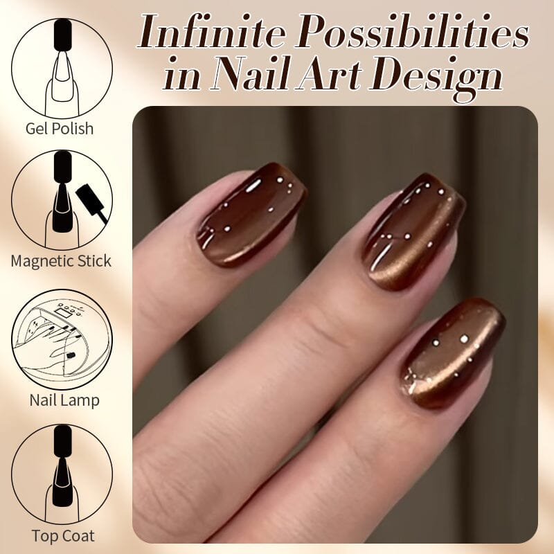 MY80 Dark Chocolate Magnetic Gel Polish for Nails - 10ml Water Light Cat Design - Perfect for Salon & Home Manicures