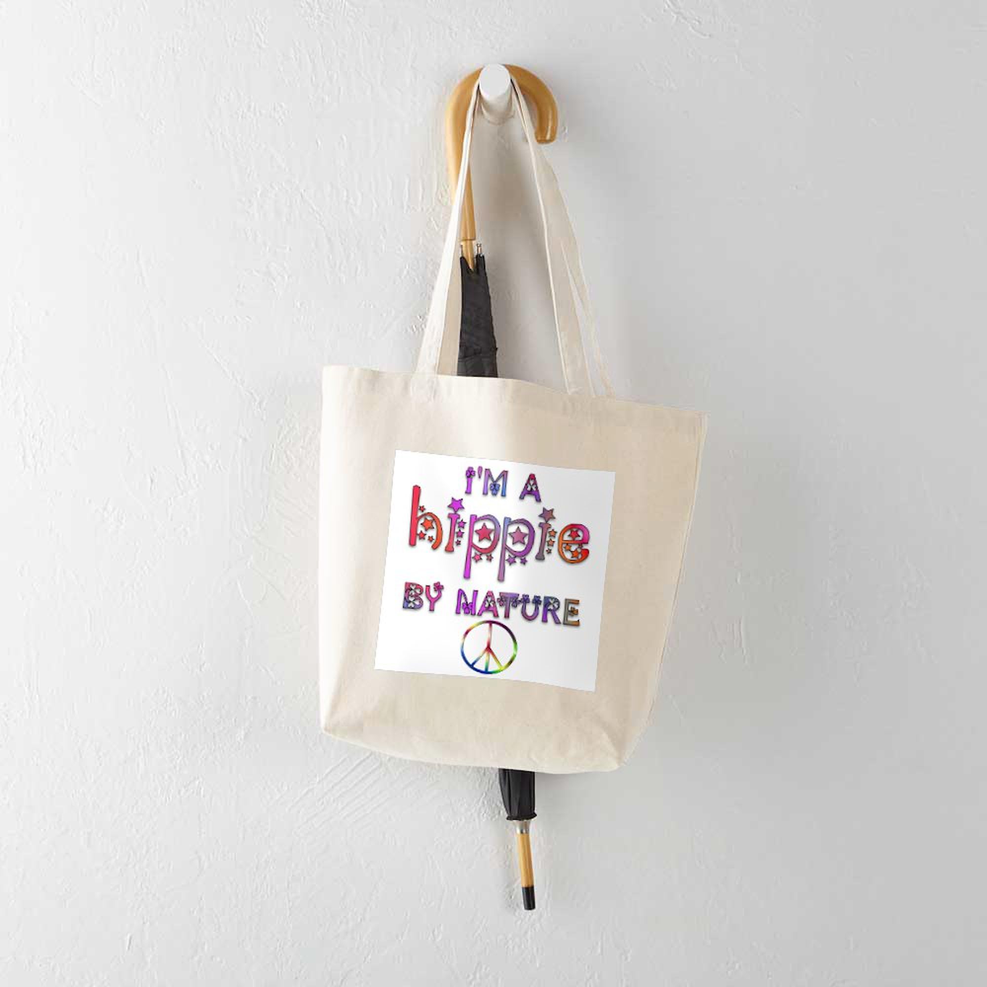 Hippie By Nature Retro Canvas Tote Bag - Eco-Friendly Reusable Shopping Bag for Groceries, Beach & Farmers Market | Natural Cotton Carryall for Women & Men