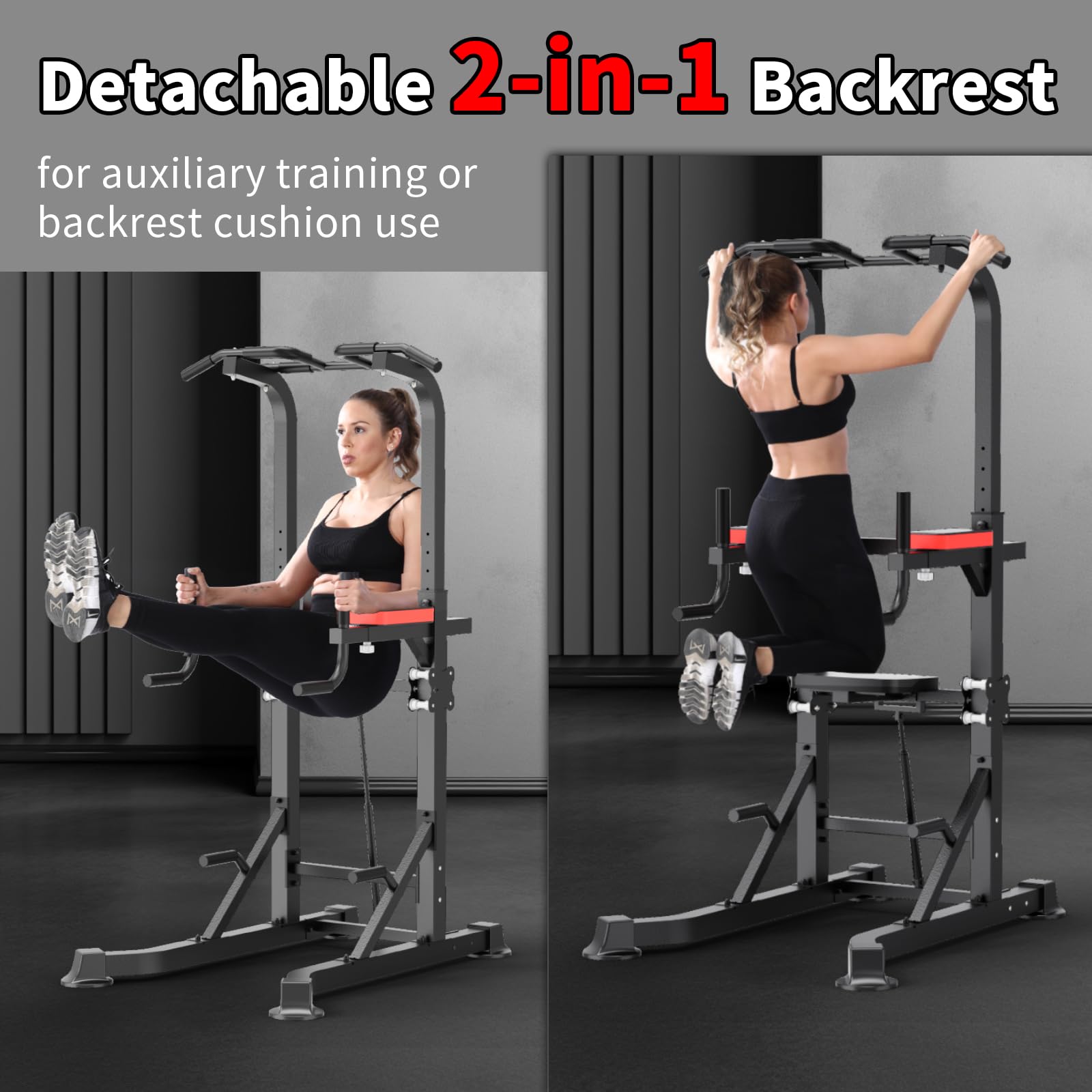 KingKang Power Tower Dip Station - 450LBS Capacity Multi-Functional Home Gym Equipment for Pull Ups, Dips & Muscle Building | Perfect for Beginners & Home Workouts (Ideal for Garage, Basement & Small Spaces)