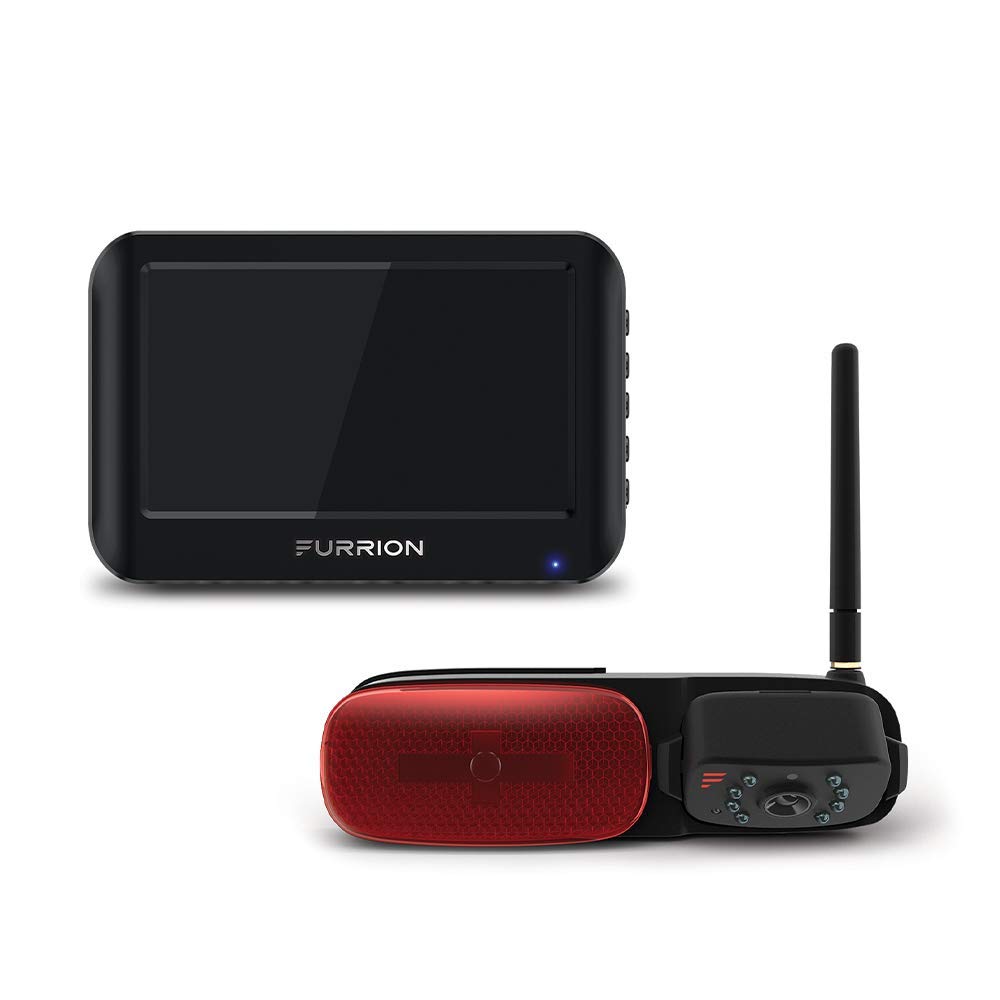 Furrion Vision S FOS43TASR 4.3 Inch Wireless RV Backup Camera System with Rear Marker Light, Infrared Night Vision, Wide Viewing Angle - Red & Black - Perfect for RV Safety, Parking, and Trailering