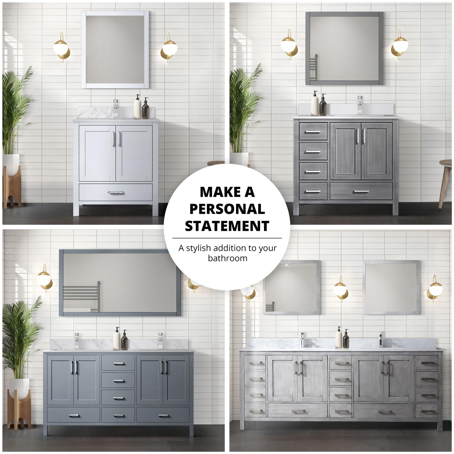 Jacques 36-inch Navy Blue Single Bathroom Vanity Without Top & 34-inch Mirror - Right-Hand Version for Modern Home Bathroom Remodeling