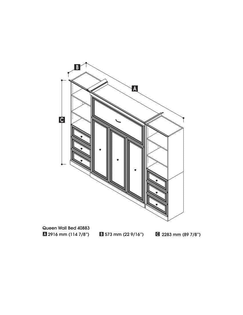 115 Queen Size Murphy Wall Bed with 2 Storage Units - Space Saving Foldable Bed for Small Apartments, Guest Rooms & Home Offices | Modern Convertible Furniture with Built-in Storage