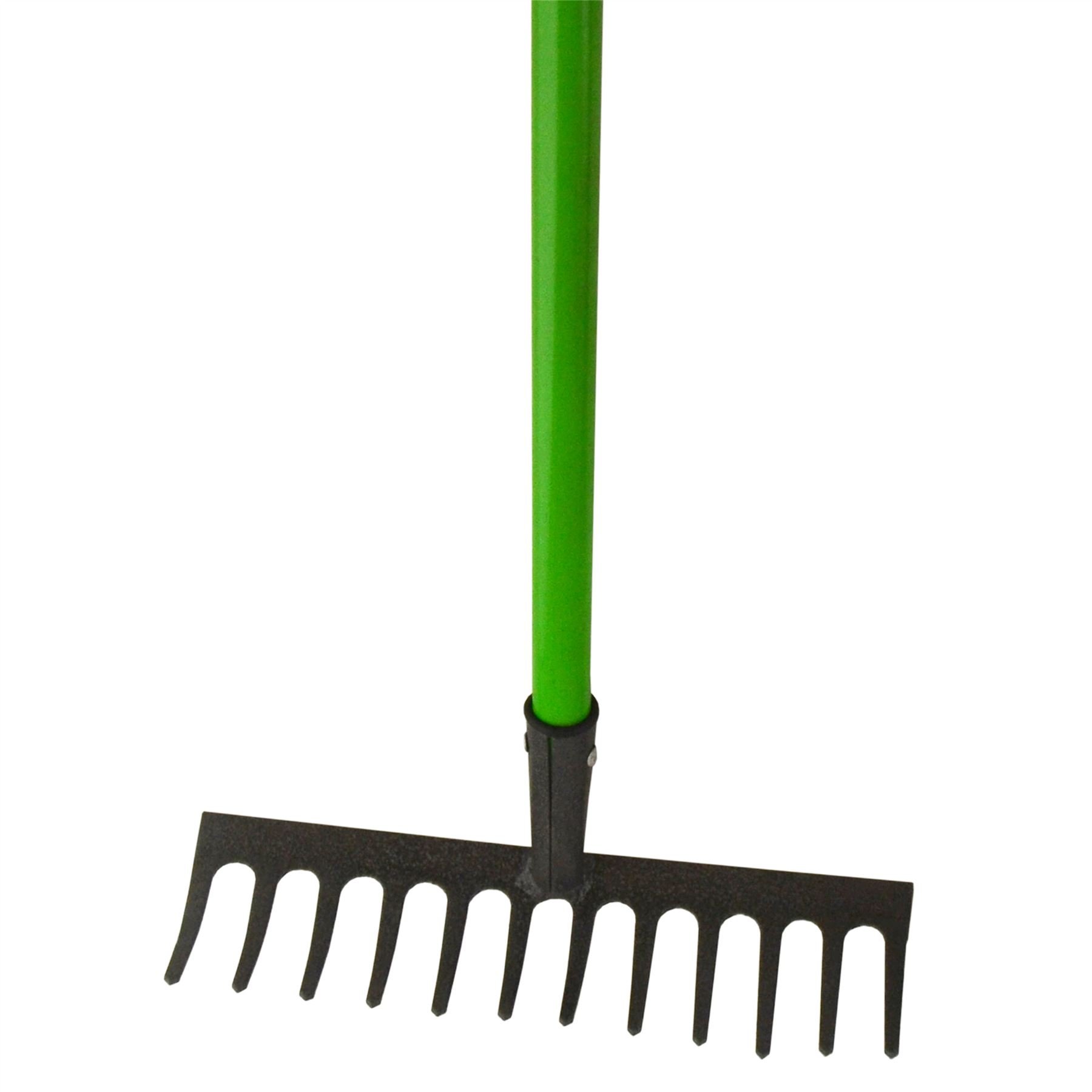 AB Tools 12-Tine Carbon Steel Leaf Rake with Comfortable Rubber Grip - Heavy Duty Garden Rake for Yard Work, Lawn Cleaning, and Leaf Collection (Model GAR02)