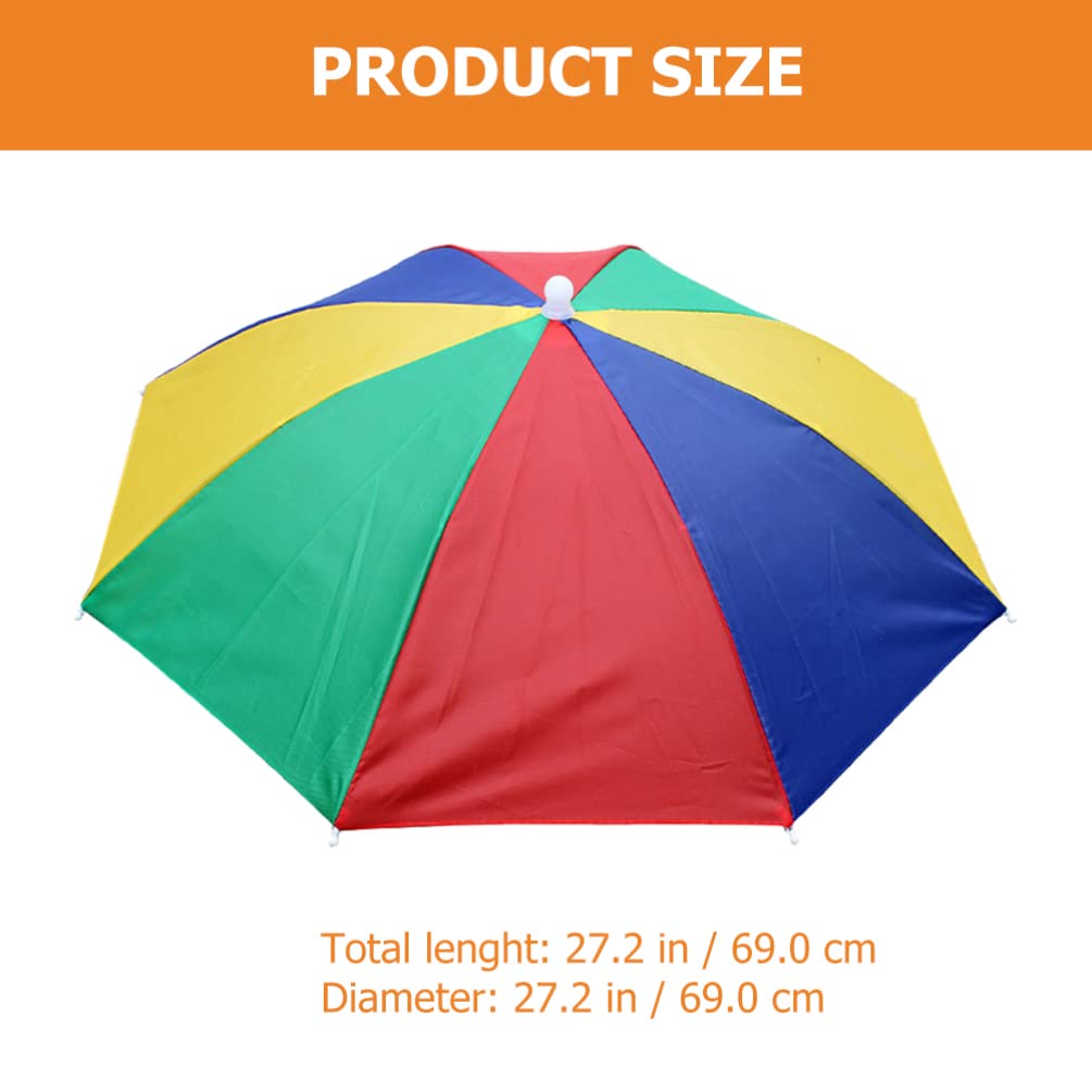 Funny Rainbow Fishing Umbrella Hat - Adjustable Sun & Rain Protection Cap for Summer, Gardening, Outdoor Activities - Hands-Free Foldable Elastic Headwear
