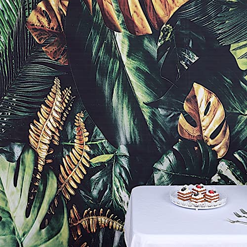 8 ft Vinyl Photography Backdrop Tropical Forest Leaves Printed - Wedding, Baby Shower, Birthday Party Decorations, Photo Booth Background