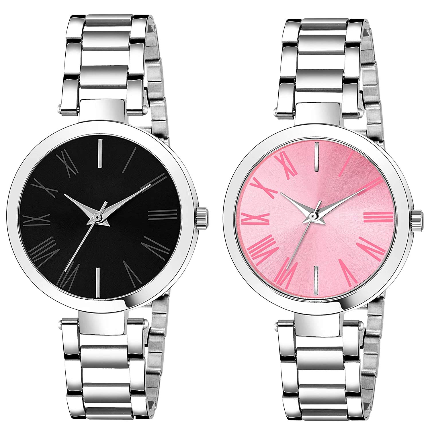 LAKSH Elegant Analog Stainless Steel Women's Watch Set (Pack of 2) - SR-427 AT-427 | Perfect for Office, Party & Everyday Wear | Gift for Women & Girls