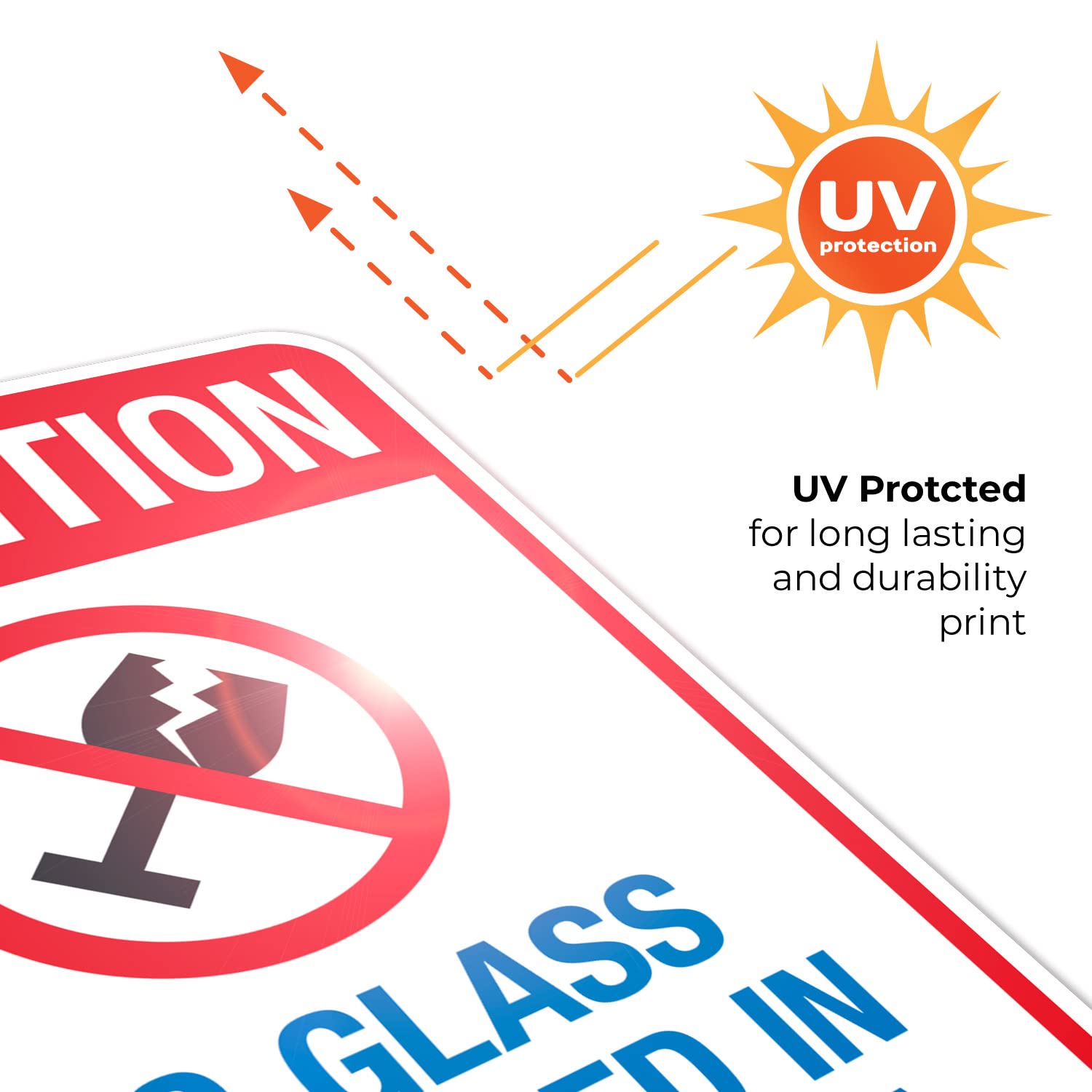 18x24 Inches No Glass Allowed in Pool Area Sign - 55 mil Thick HDPS Durable Pool Safety Sign, Made in USA - Perfect for Public Pools, Water Parks & Community Swimming Areas