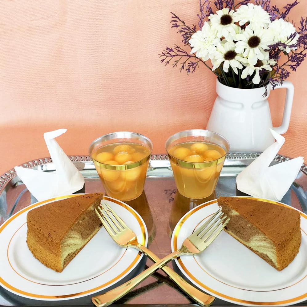 200PCS Gold Plastic Silverware Set - Heavy Duty Disposable Cutlery Includes 100 Gold Spoons & Forks - Bulk Flatware for Catering, Parties, Weddings, Picnics & Outdoor Events