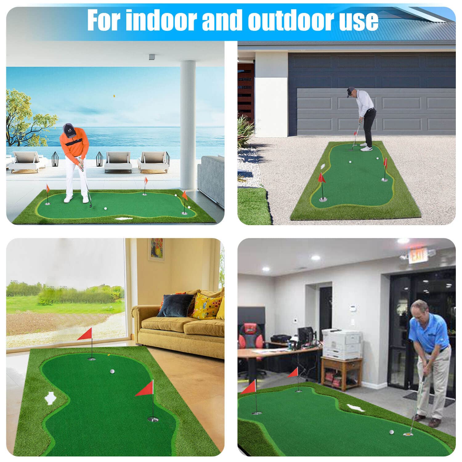 Premium Golf Putting Green Mat - Professional Indoor/Outdoor Golf Training Aid with Challenging Putter Practice Surface | Perfect for Home, Office & Backyard Practice Sessions