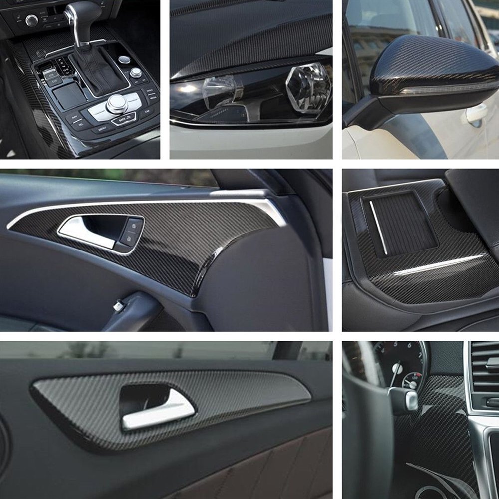 5D Carbon Fiber Vinyl Wrap for Cars - 1ft x 5ft Waterproof Automotive Vinyl Film with Squeegee & Felt Applicator - Perfect for Car Hood, Door Trim, Motorcycle & Outdoor Vehicle Customization