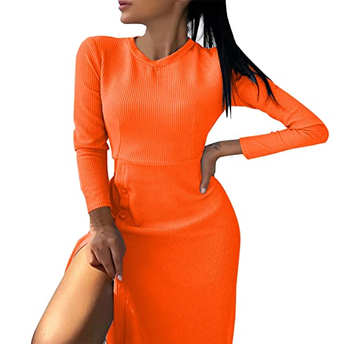 Sexy Women's Bodycon Mini Club Dress - Long Sleeve Turtleneck Party Dress for Women (Orange, XXXL) | Perfect for Night Out, Club Wear & Casual Date Outfits