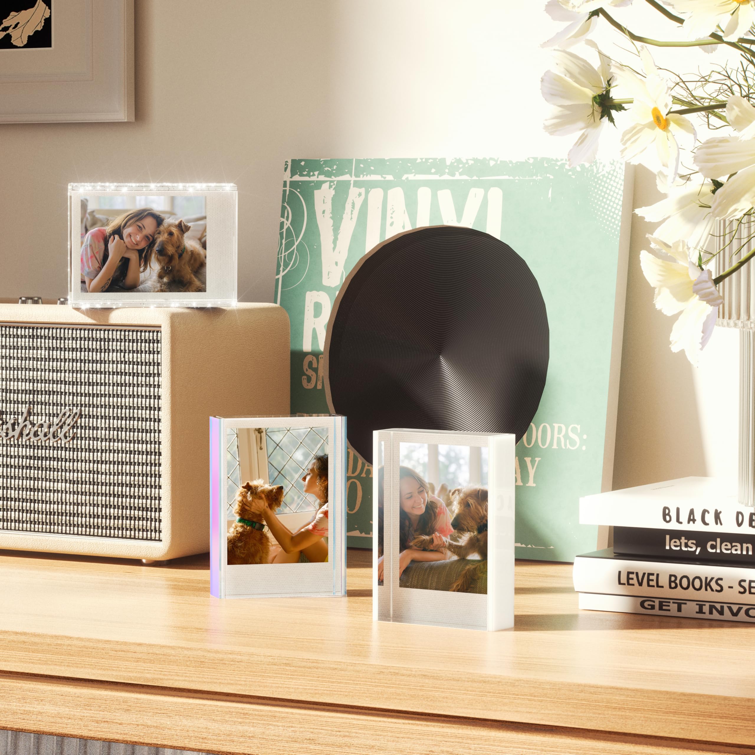 WINKINE Acrylic 2x3 Photo Frame for Fujifilm Instax Mini & Polaroid Films - Mini Wallet Size Picture Display for Countertops, Tabletops, Desks - Perfect for Home Decor, Office Display, and Photo Gift Giving