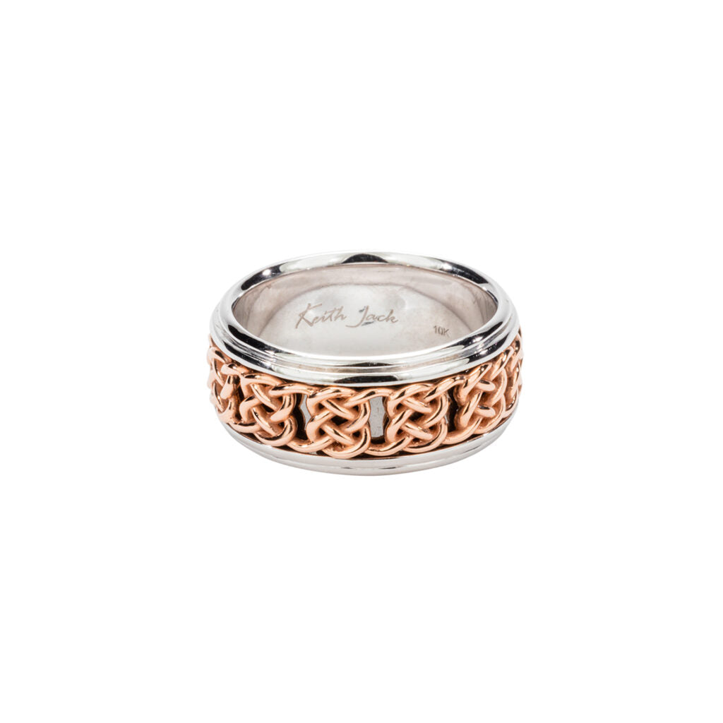 10K White and Rose Gold Celtic Knot Wedding 'Leven' Ring - Elegant Irish-Inspired Jewelry for Brides, Anniversaries & Special Occasions