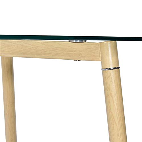 Modern Oval Glass Coffee Table - Tempered Glass Top with Wood Grain Legs for Living Room, Office & Lounge - Stylish End Table for Home Decor