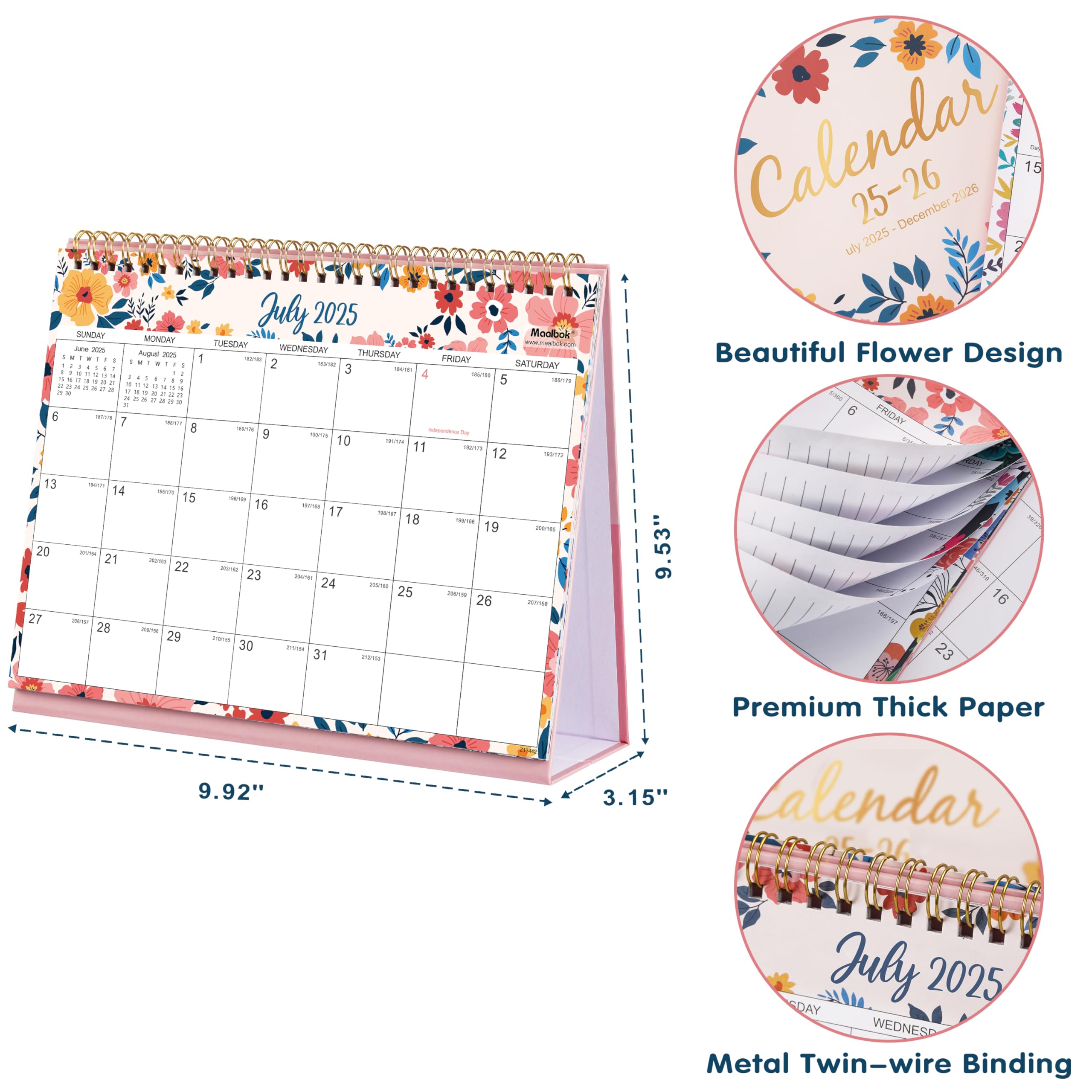 2025-2026 18-Month Standing Desk Calendar | July 2025 - December 2026 Flip Planner | 10