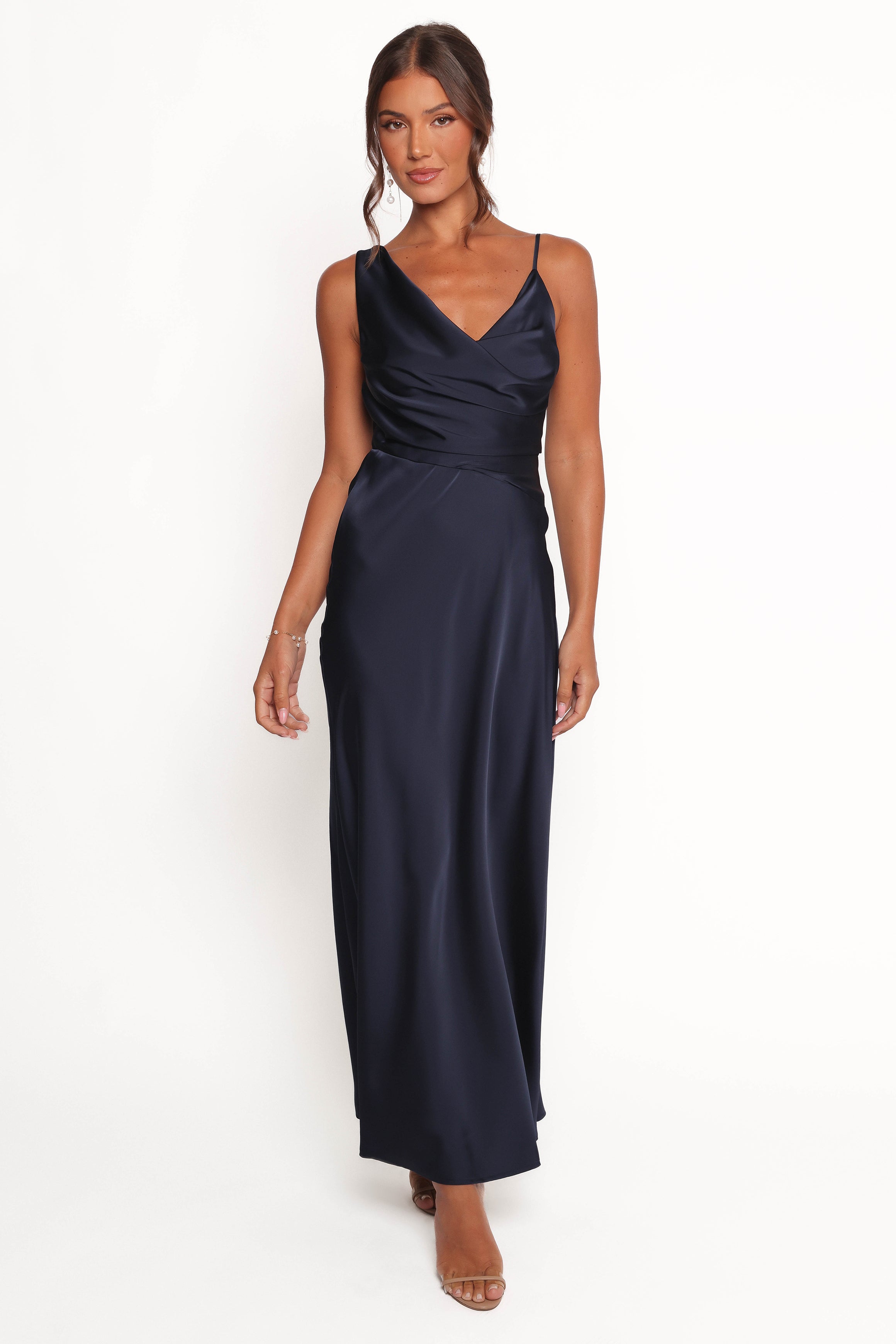 Anela Asymmetric Midi Dress for Women - Navy Blue Flowy Summer Dress for Beach, Party & Date Night
