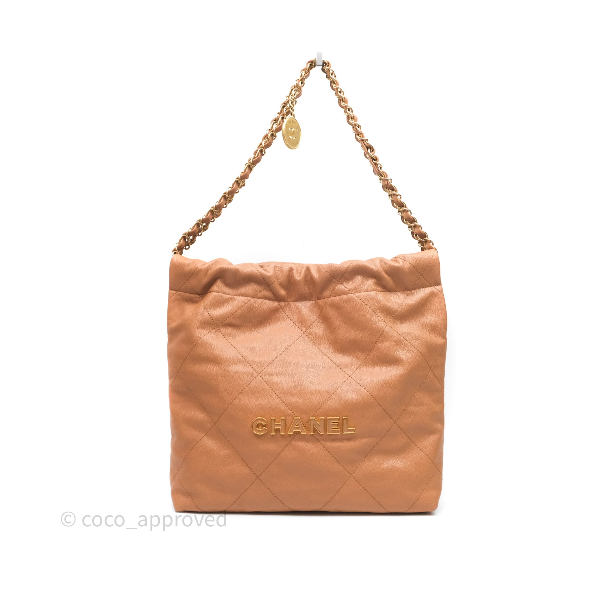 Chanel 22 Small Handbag in Beige Caviar Leather with Aged Gold Hardware - Luxury Crossbody Bag for Women, Perfect for Everyday Use & Special Occasions