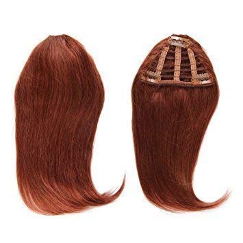 Kabello Clip-In Human Hair Bangs Fringe Hair Extension for Women - Red Wine Color (1 Pack) | Natural-Looking Instant Bangs for Everyday Style & Costume Parties