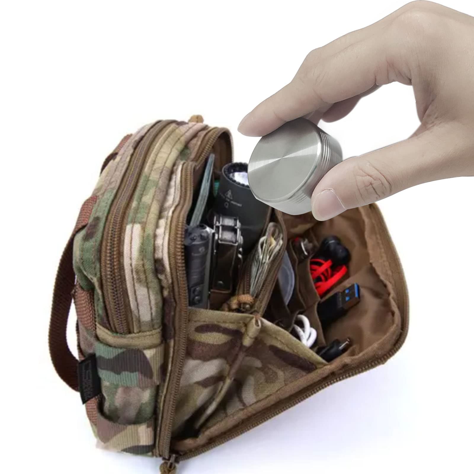 Premium Titanium Waterproof Pill Case - Compact EDC Emergency Capsule Holder, Durable Metal Storage Box for Camping, Hiking & Travel (Silver) - Perfect for Outdoor Adventures & Daily Medication Organization