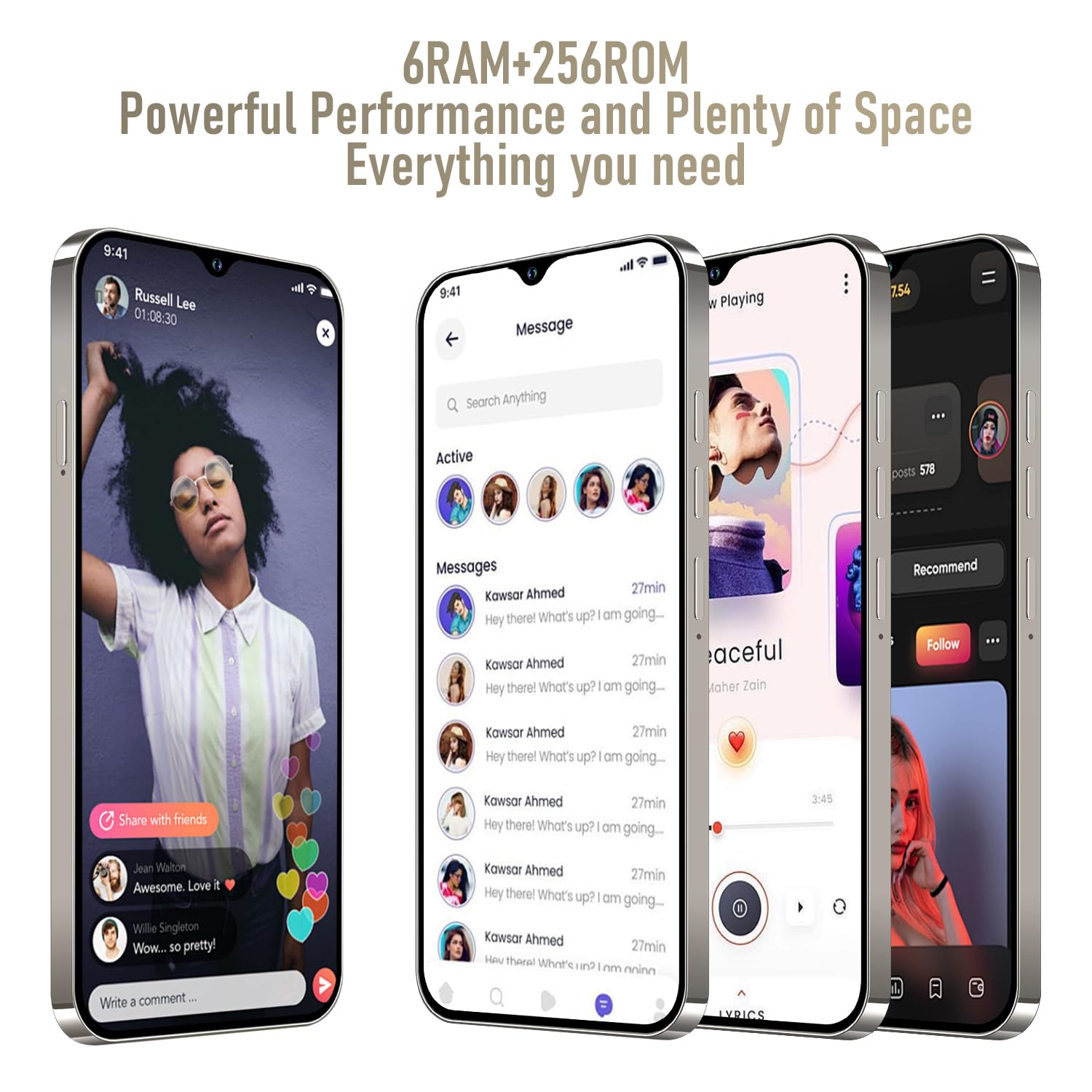 Unlocked A14 Pro Max Android Smartphone - 6GB RAM 256GB Storage, 24MP+50MP Dual Camera, 5000mAh Battery, 6.8